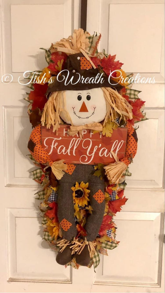 Happy Fall Y’all Scarecrow Swag Wreath